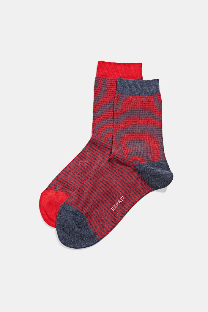 Pack de dos pares de calcetines a rayas, algodón ecológico, RED/BLUE, detail image number 0
