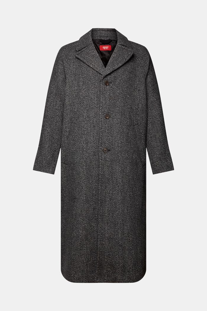 Abrigo en mezcla de lana con diseño de espiga, BLACK, detail image number 6