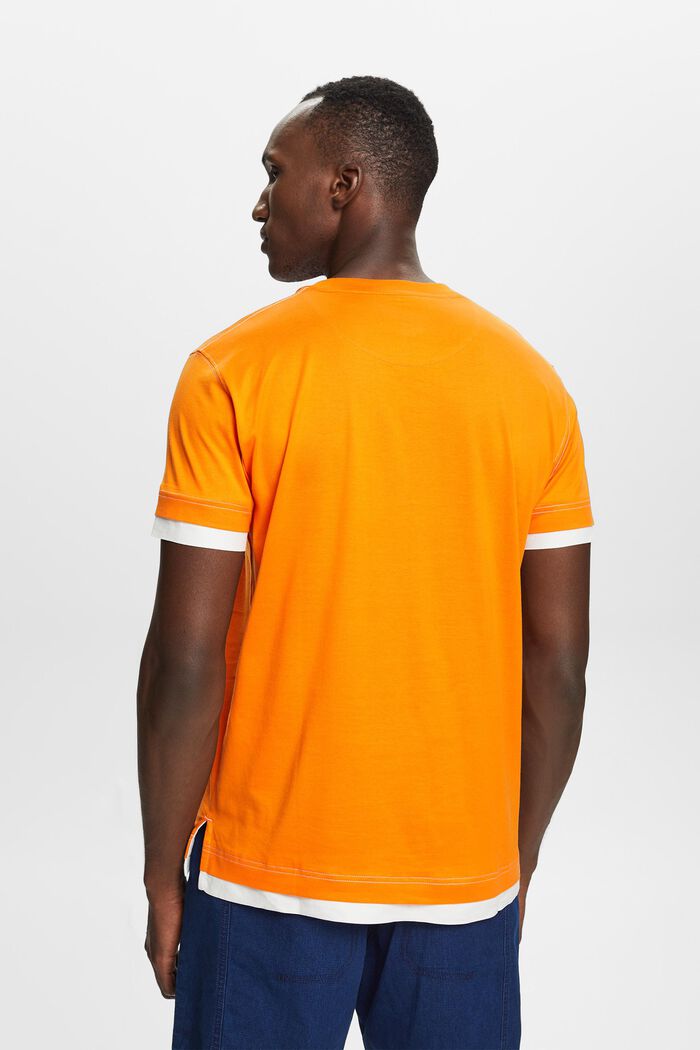 Camiseta de cuello redondo con capas, 100% algodón, BRIGHT ORANGE, detail image number 3