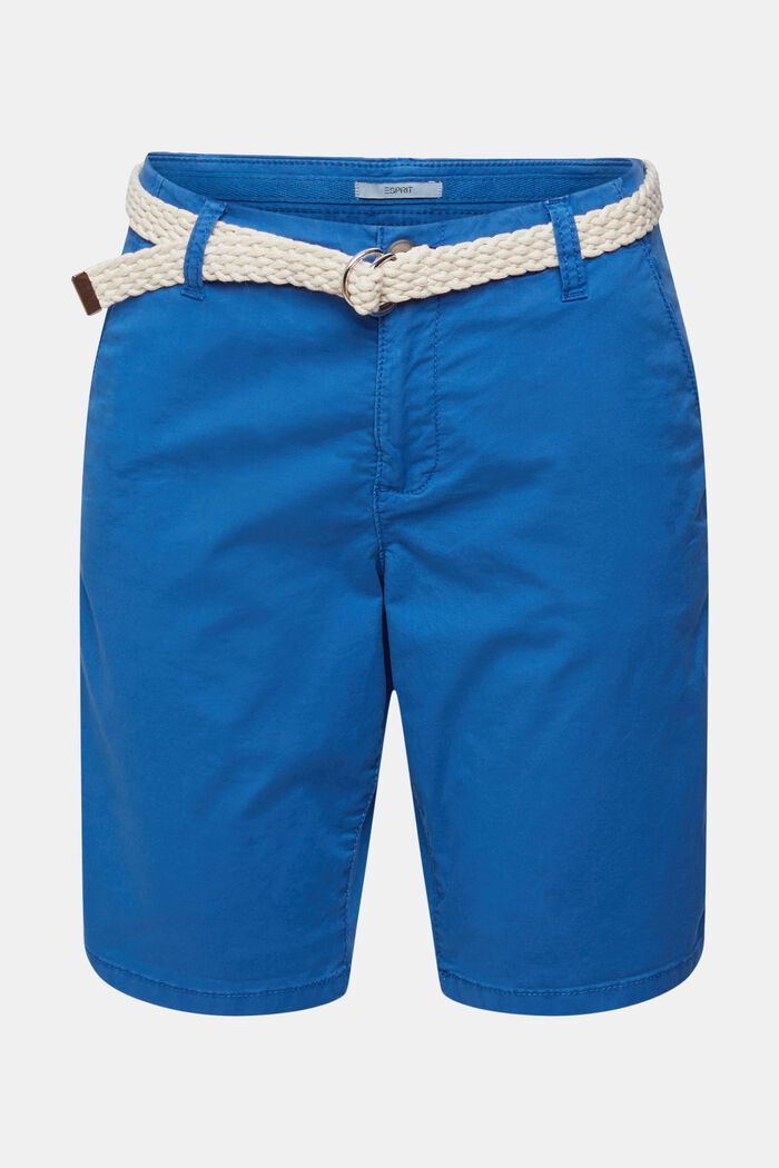 Pantalones cortos con cinturón trenzado, BLUE, overview