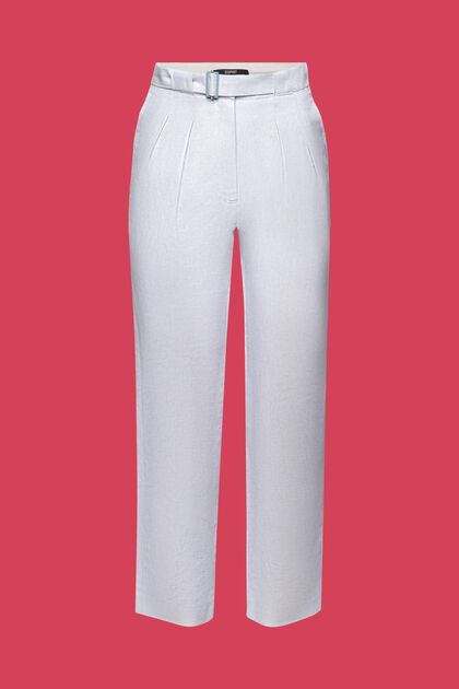 Pantalones chinos de largo tobillero con cinturón cosido, mezcla de lino