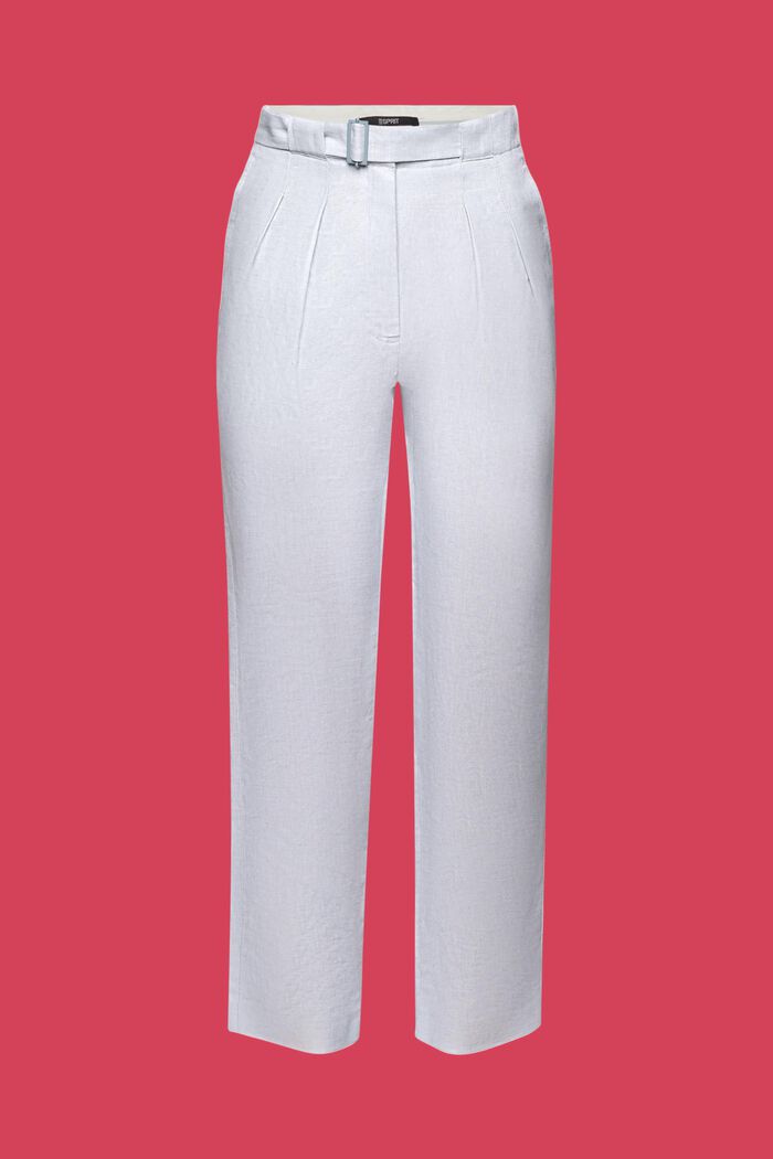 Pantalones chinos de largo tobillero con cinturón cosido, mezcla de lino, LIGHT BLUE LAVENDER, detail image number 7