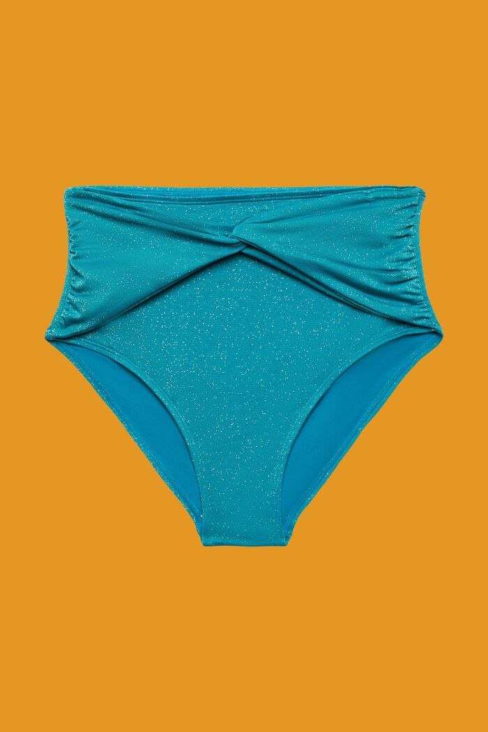Braguita de bikini brillante con cintura alta, TEAL BLUE, detail image number 3