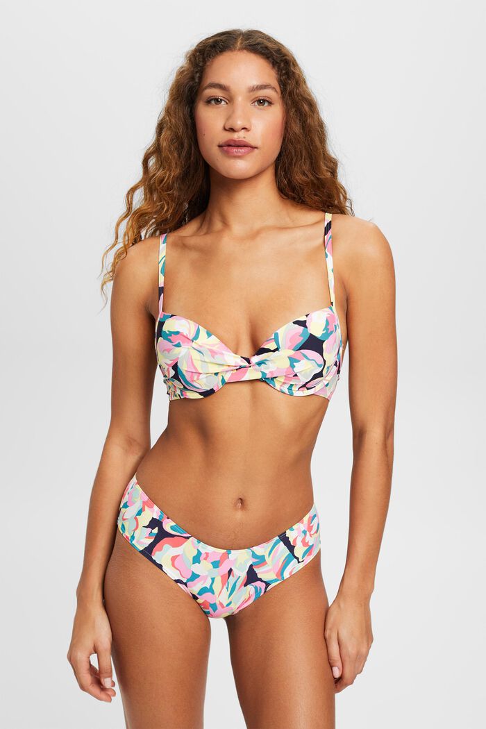 Braguitas de bikini estilo tiro bajo con estampado floral, NAVY, detail image number 0