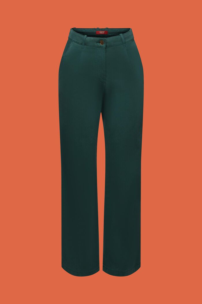 Pantalones chinos de corte ancho y tiro alto, EMERALD GREEN, detail image number 7