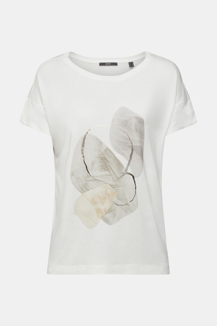 Camiseta con estampado metalizado, LENZING™ ECOVERO™, OFF WHITE, detail image number 2