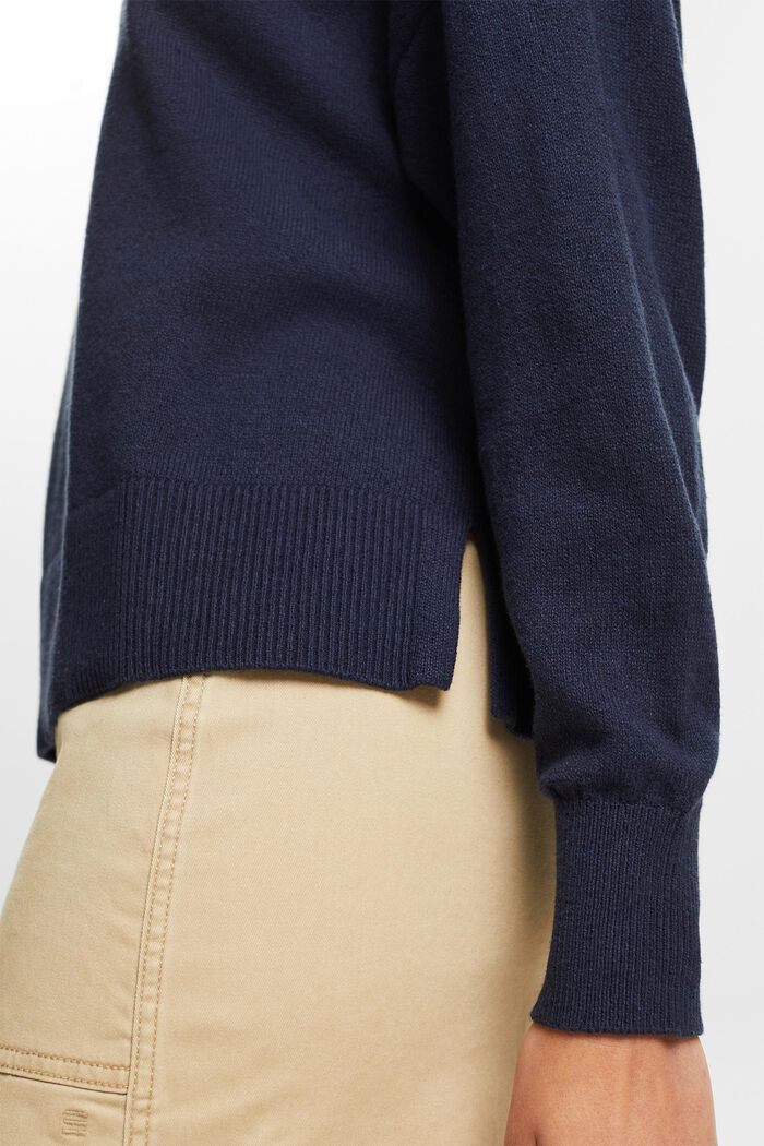 Jersey de algodón y lino, NAVY, detail image number 3