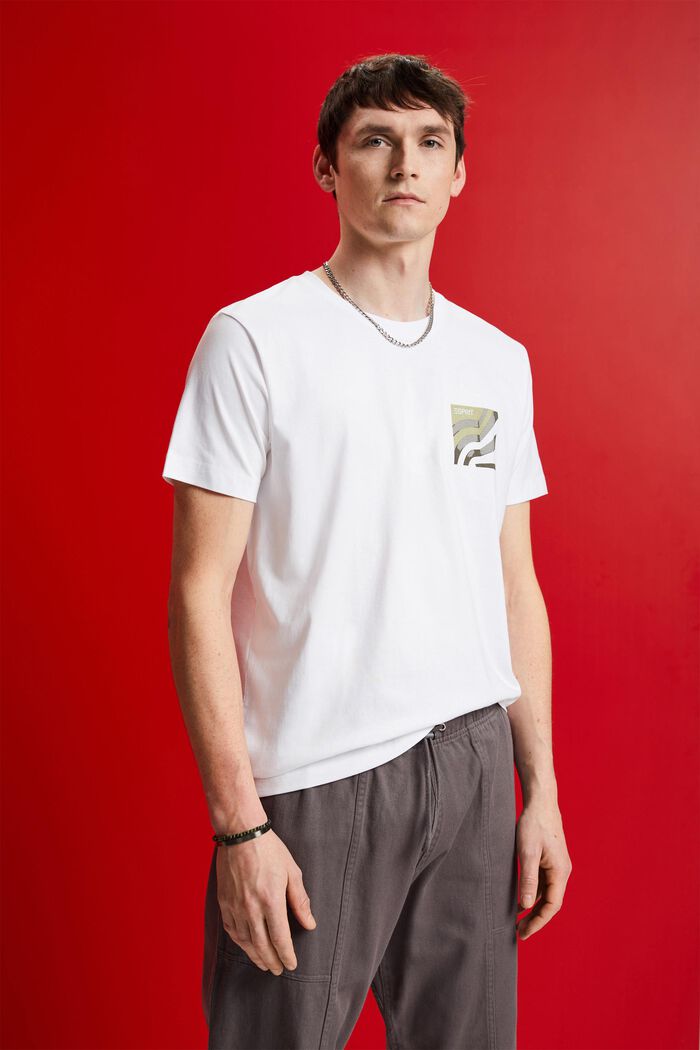 Camiseta de cuello redondo, 100% algodón, WHITE, detail image number 0