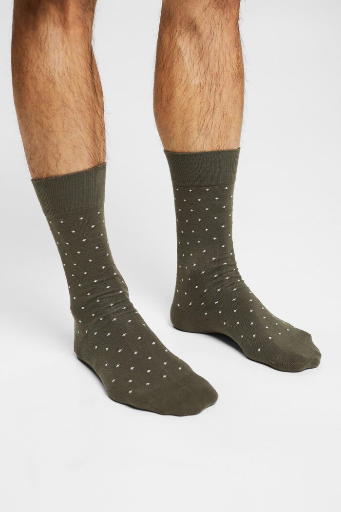 Pack de 2 pares de calcetines con estampado de puntos, de algodón ecológico, GREY/GREEN, detail image number 2