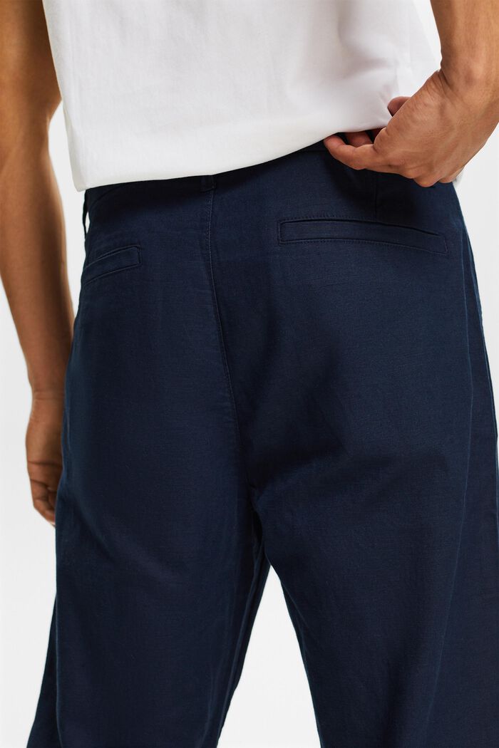 Pantalón Straight en lino y algodón, NAVY, detail image number 3