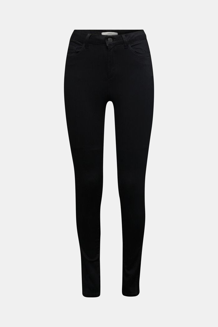Pantalón suave de cintura alta con componente elástico, BLACK, detail image number 0
