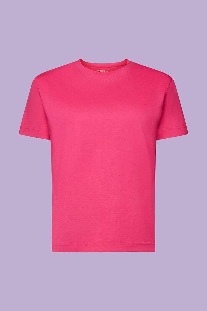 Camiseta de algodón pima con cuello redondo, PINK FUCHSIA, detail image number 6