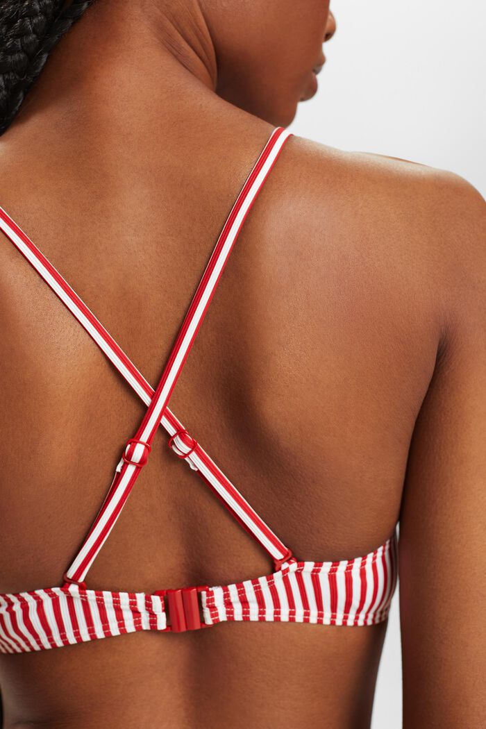 Top de bikini con relleno y diseño de rayas, DARK RED, detail image number 1