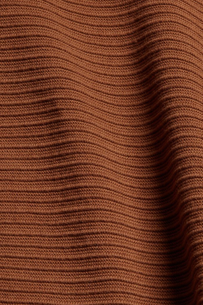 Cárdigan abierto de canalé en algodón ecológico, TOFFEE, detail image number 4