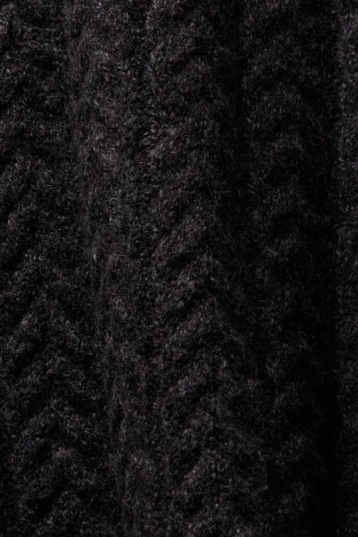 Jersey de punto trenzado con cuello vuelto, BLACK, detail image number 6