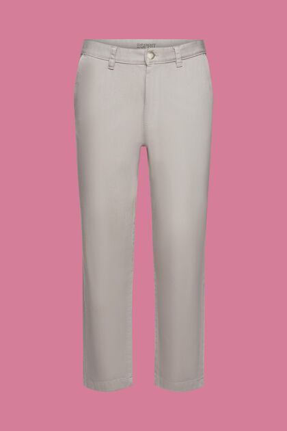 Pantalones holgados de corte tapered de algodón, LIGHT GREY, overview