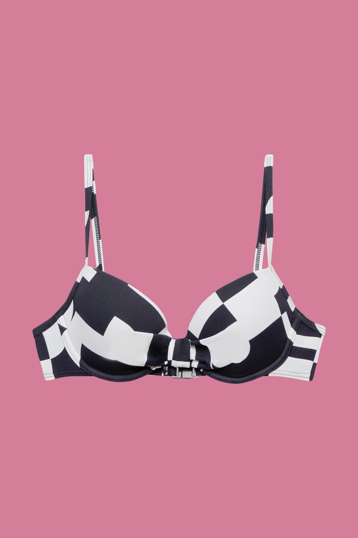 Top de bikini con relleno y aros y estampado floral, BLACK, detail image number 4