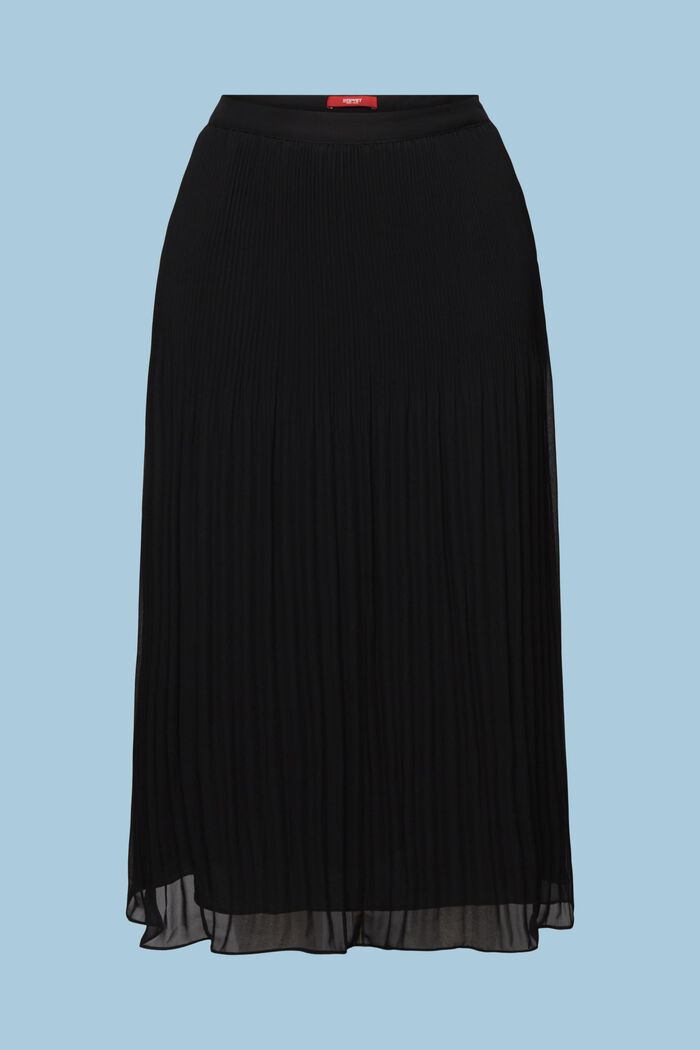 Falda midi de gasa plisada, BLACK, detail image number 6