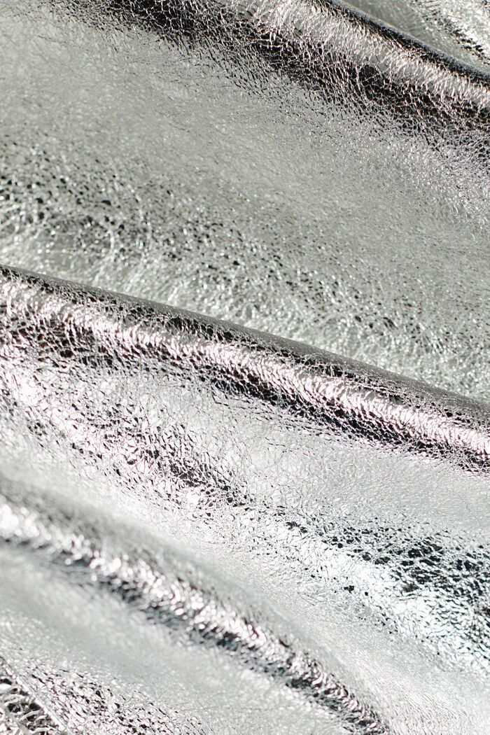 Falda revestida de cuero metalizada, SILVER, detail image number 5