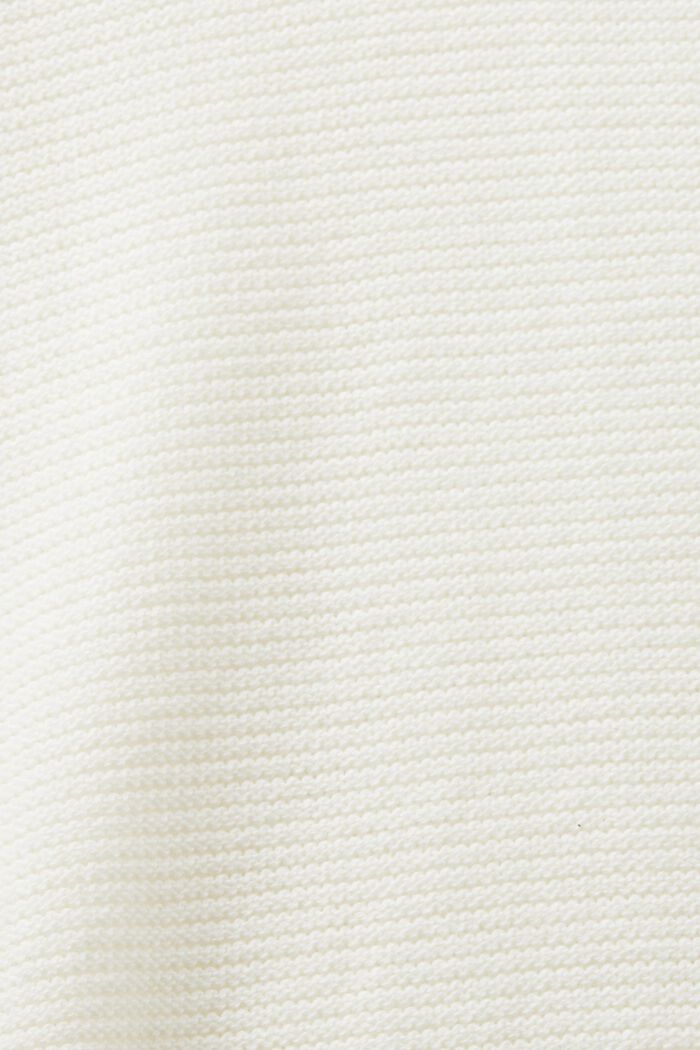 Jersey de punto con textura y cuello en pico, OFF WHITE, detail image number 5