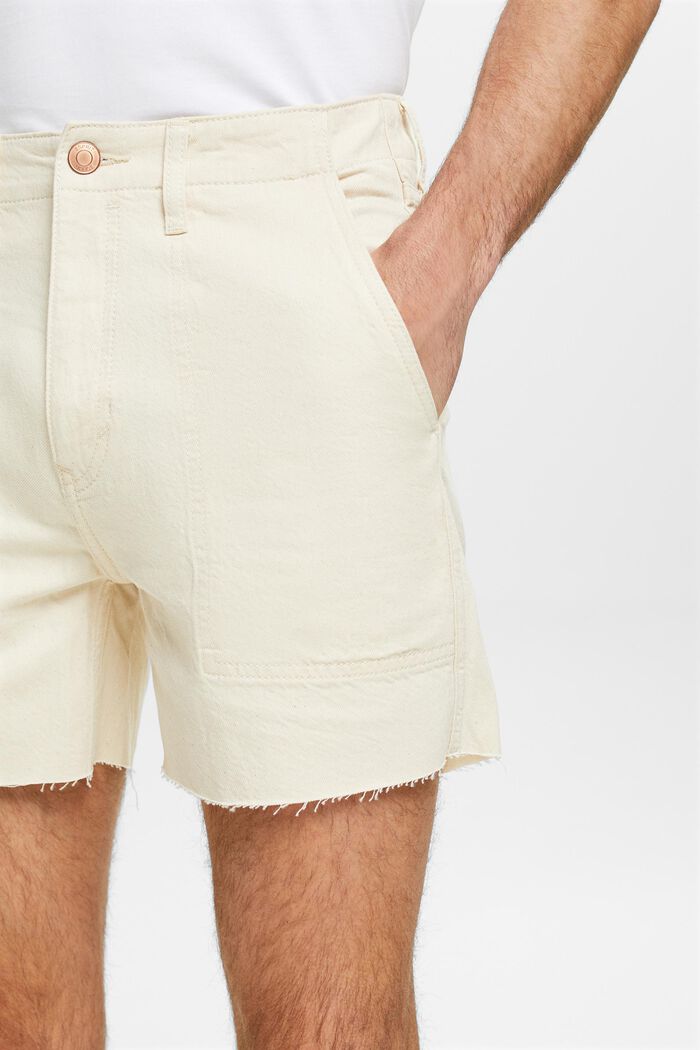 Pantalón corto denim mid-rise, OFF WHITE, detail image number 4