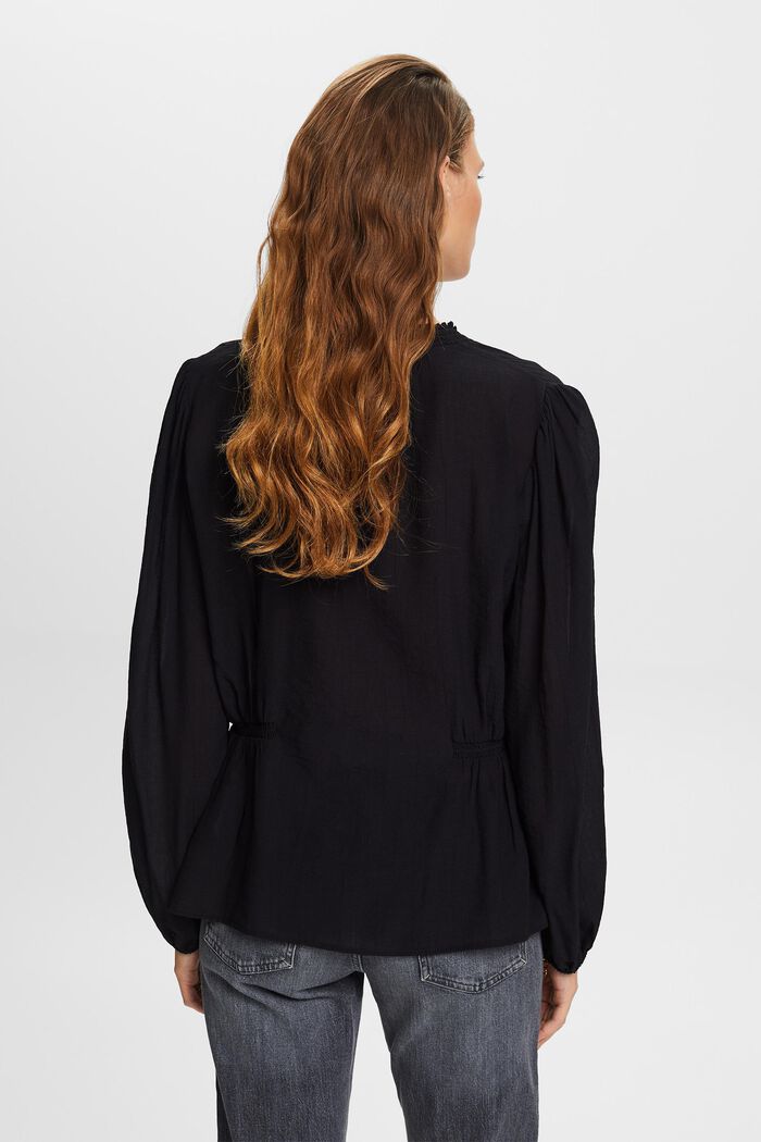 Blusa de crepé con escote en pico, BLACK, detail image number 3