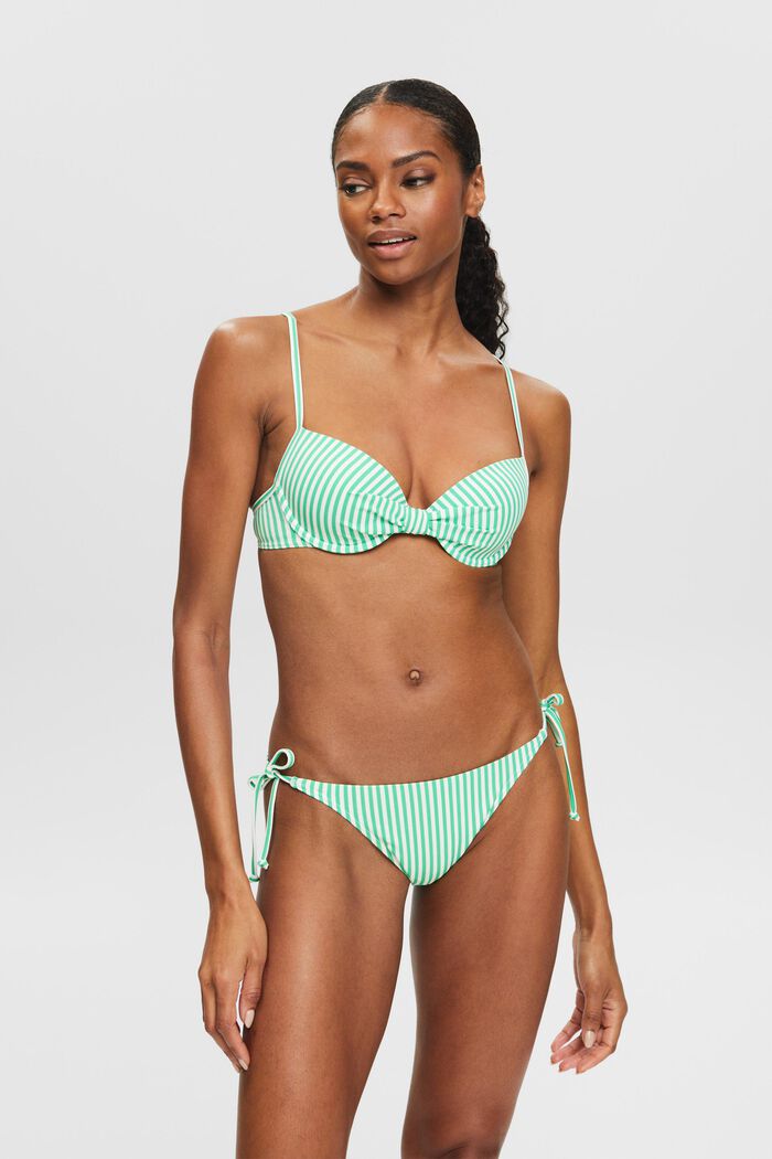 Braguita de bikini a rayas con lazada a los lados, GREEN, detail image number 0