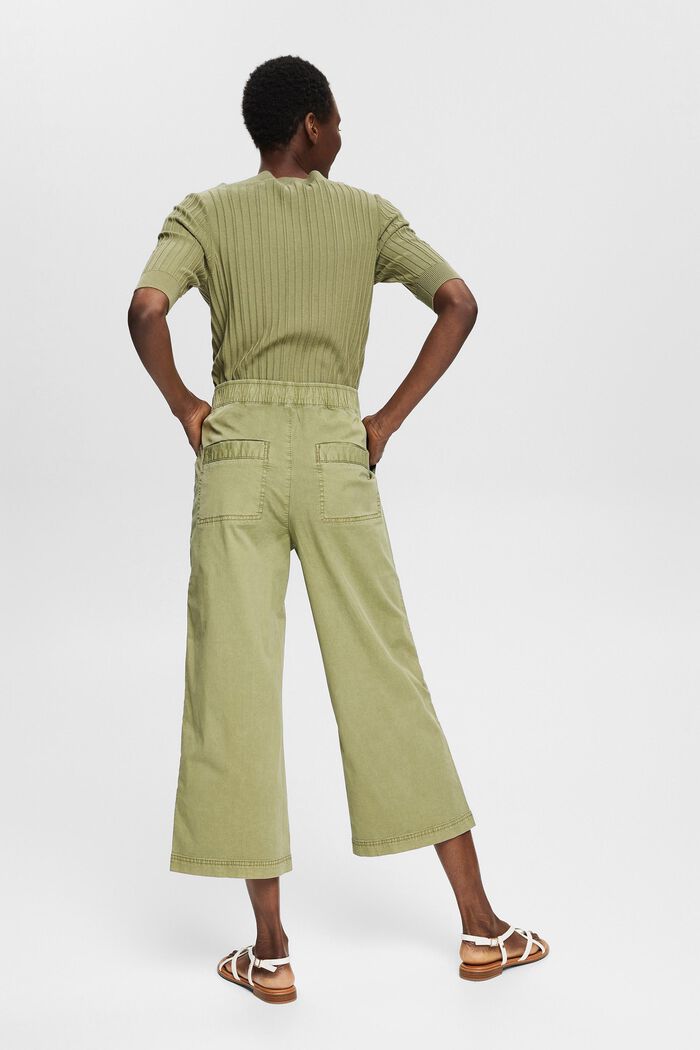 Pantalón culotte con cintura elástica, KHAKI GREEN, detail image number 3