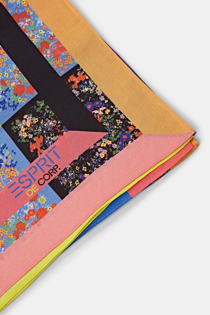 Fular cuadrado con estampado floral multicolor, BLACK, detail image number 2