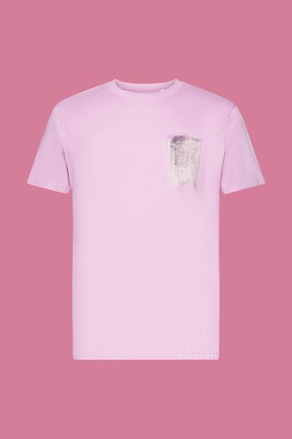 Camiseta de algodón sostenible con estampado, LILAC, overview