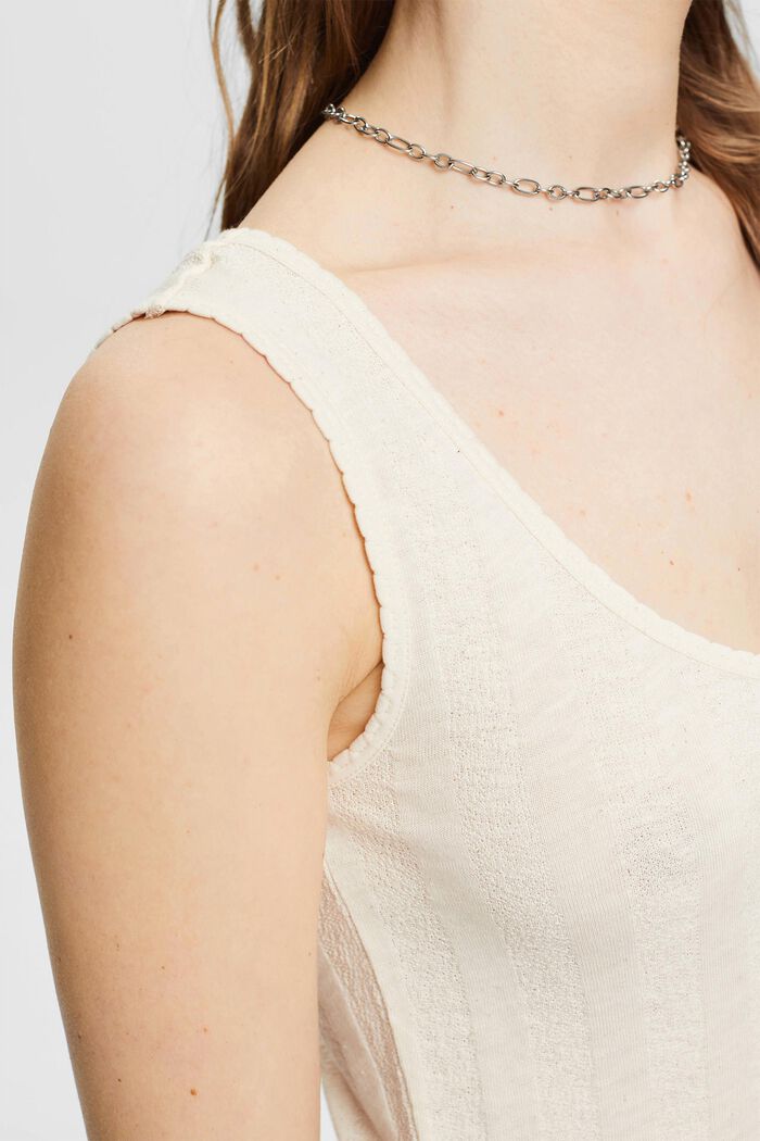 Camiseta de algodón sin mangas con textura y acanalada, LIGHT TAUPE, detail image number 2
