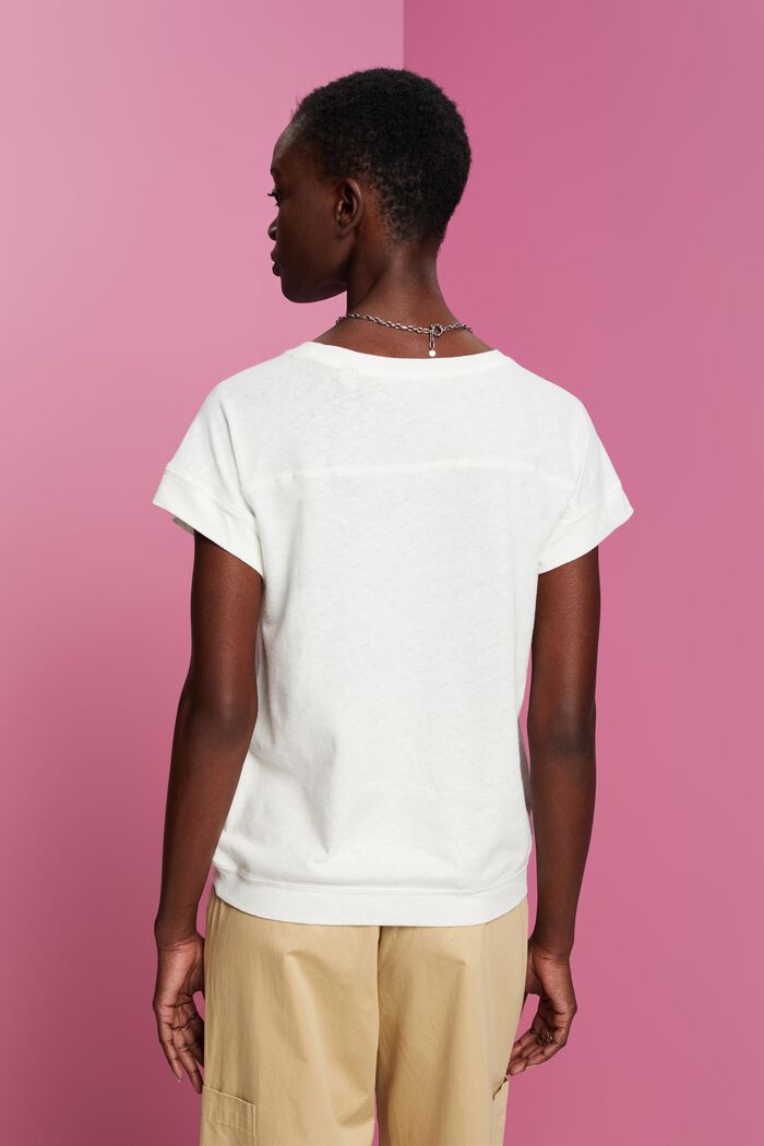 Camisa en mezcla de algodón y lino, OFF WHITE, detail image number 3