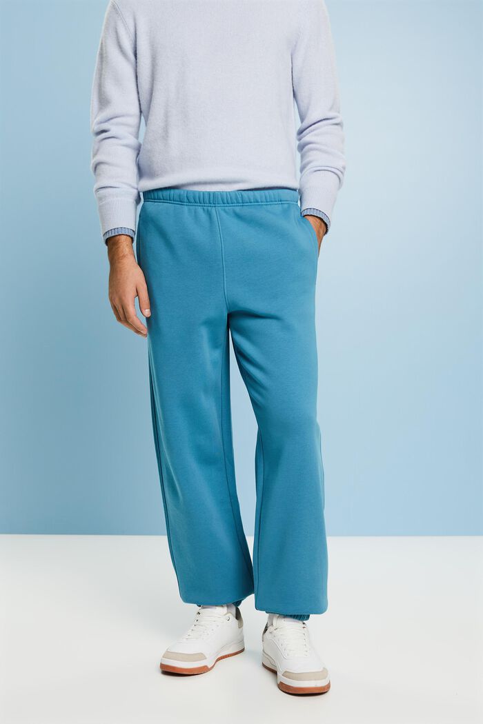 Pantalones de felpa de algodón con logotipo, DARK TURQUOISE, detail image number 0