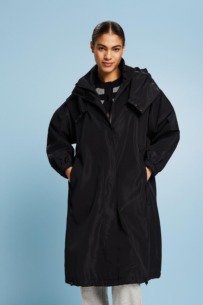 Abrigo con capucha desmontable, BLACK, detail image number 0