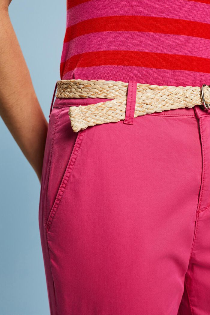 Pantalones chinos con cinturón, PINK FUCHSIA, detail image number 4