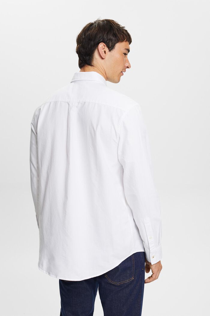 Camisa de cuello abotonado en popelina de algodón, WHITE, detail image number 4