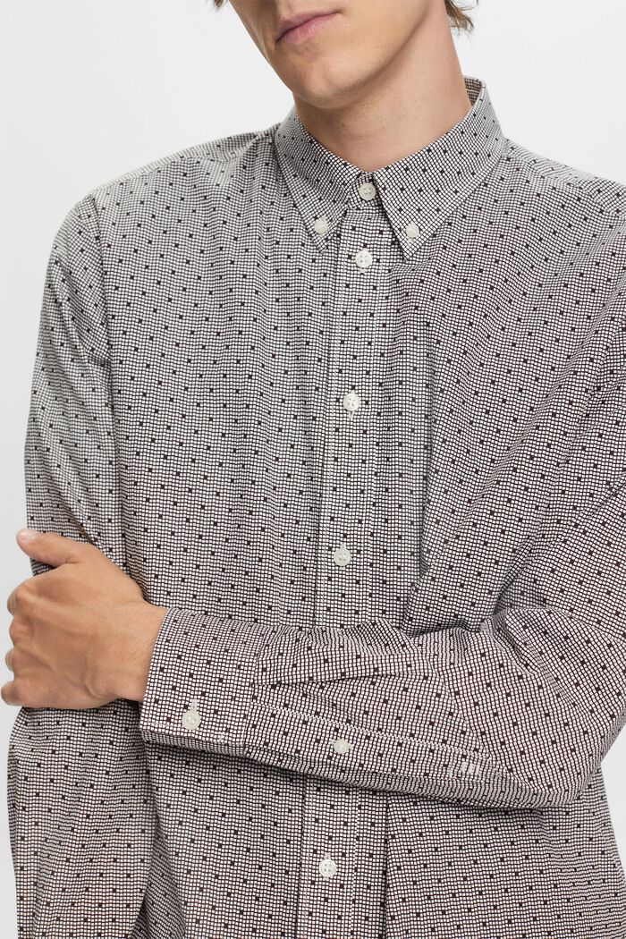 Camisa de cuello abotonado con estampado, 100% algodón, DARK BROWN, detail image number 2