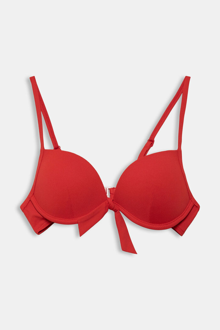 Reciclado: sujetador de bikini con aros y textura, RED, detail image number 1