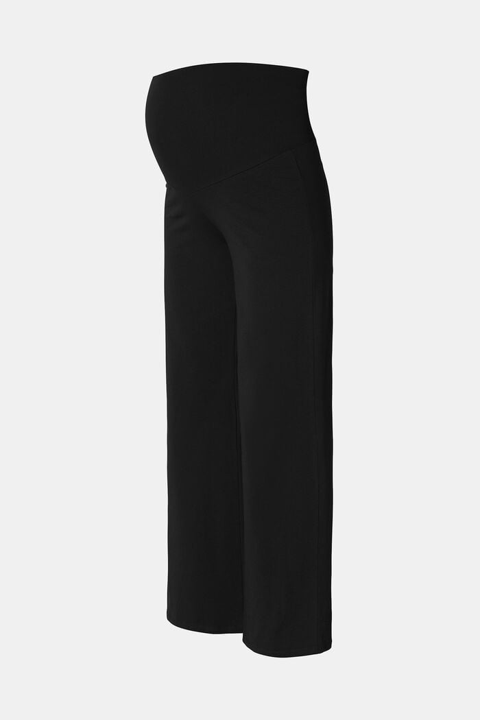 Pantalones de punto por encima de la barriga, algodón ecológico, BLACK, detail image number 4