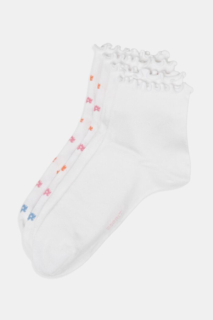 Pack de 2 pares de calcetines con dobladillo de lechuga, WHITE, detail image number 0