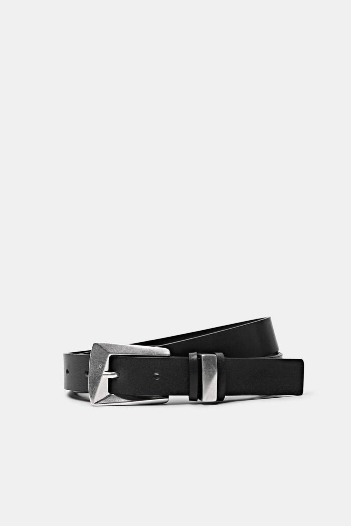 Cinturón de piel con multi trabillas, BLACK, detail image number 0