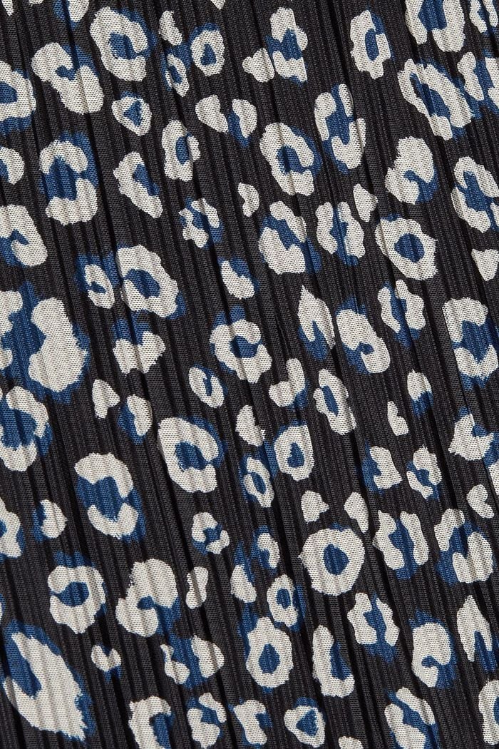 Camiseta plisada con estampado de leopardo, BLACK, detail image number 4