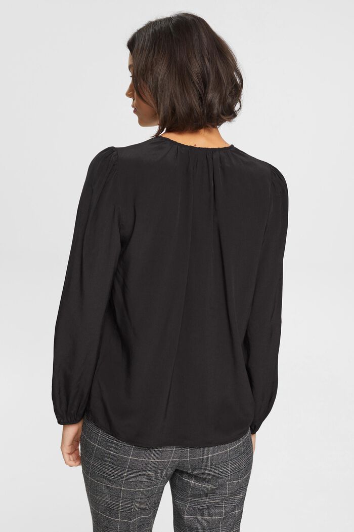 Blusa con abertura en forma de gota en el cuello, LENZING™ ECOVERO™, BLACK, detail image number 3