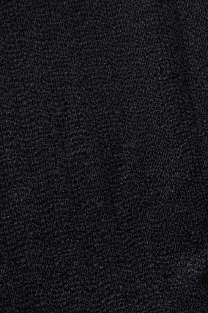 Camiseta de punto de canalé pointelle, BLACK, detail image number 5
