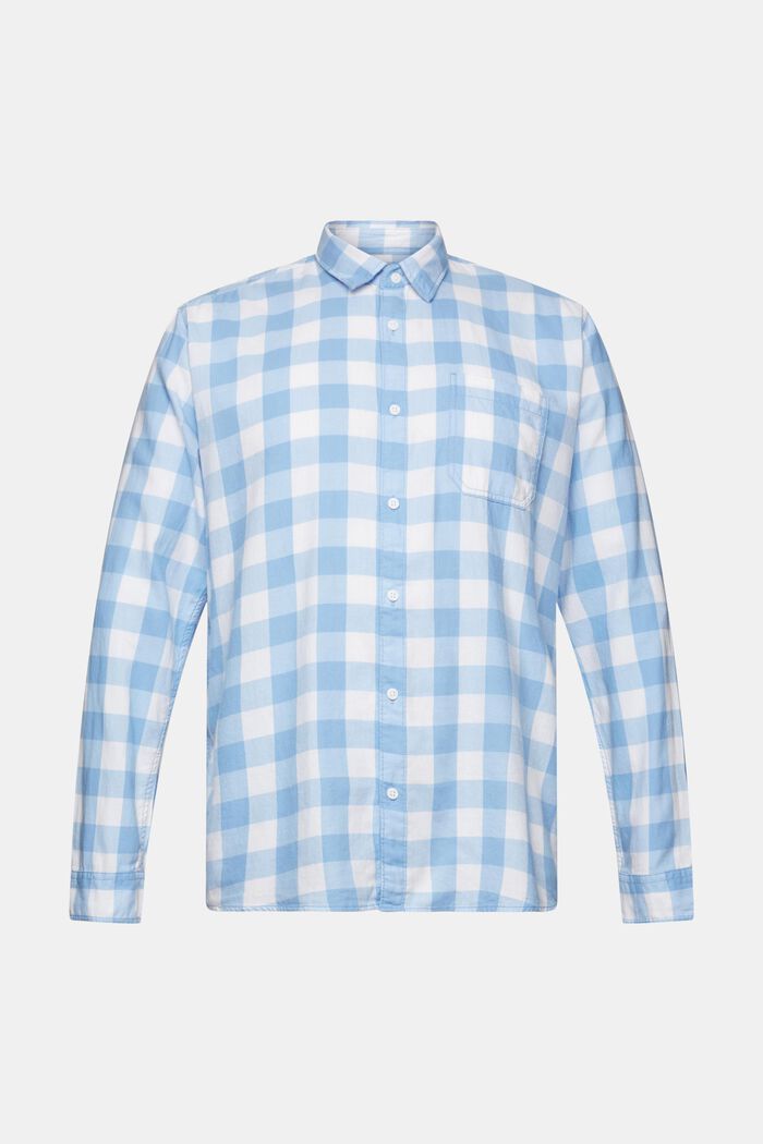 Camisa de franela en algodón sostenible con cuadros vichy, BRIGHT BLUE, detail image number 8