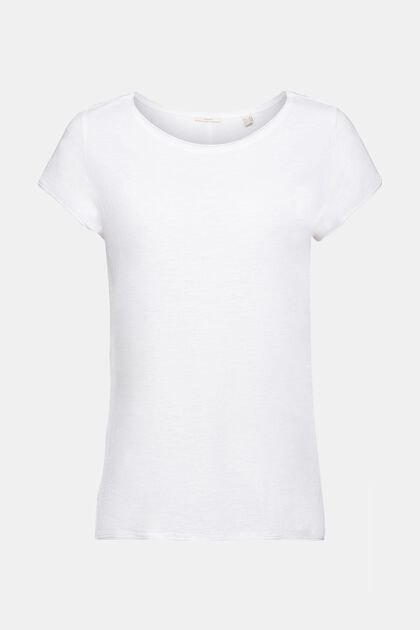 Camiseta flameada de algodón, WHITE, overview
