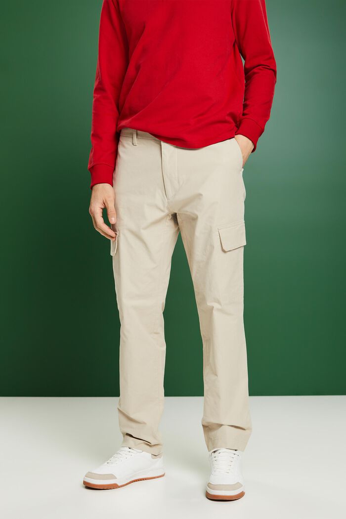 Pantalones cargo con perneras rectas, BEIGE, detail image number 0