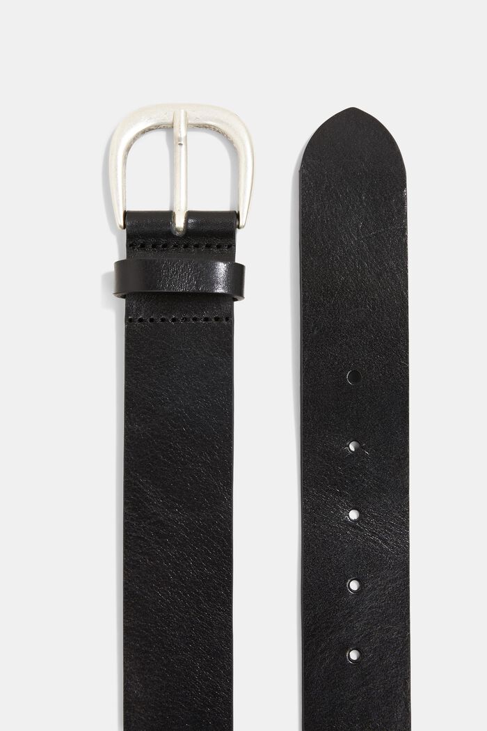 Cinturón de piel con hebilla, BLACK, detail image number 1