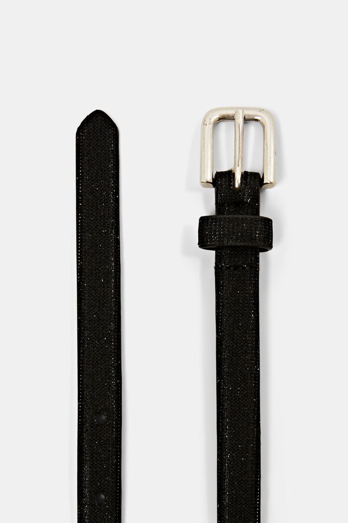 Cinturón fino y brillante con agujeros, BLACK, detail image number 1