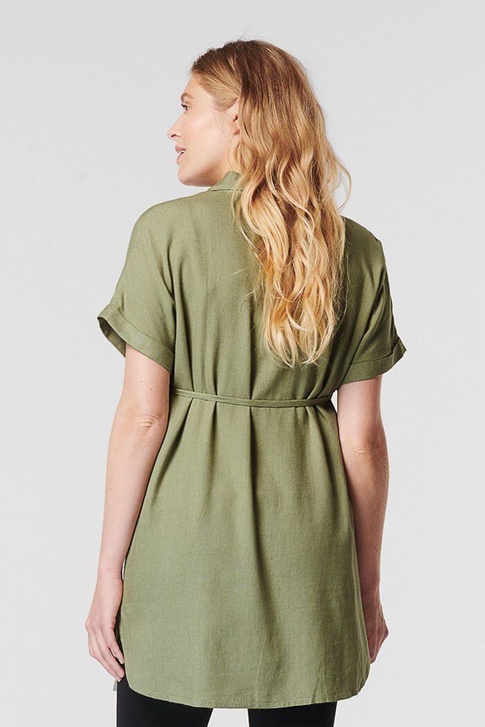 Con lino: blusa con lazada, REAL OLIVE, detail image number 3